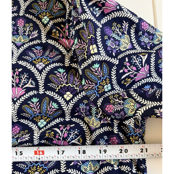 TALBOTS Modern Classic Button Front Shirt Scalloped Floral Cotton Striped Cuff L - Picture 15 of 16